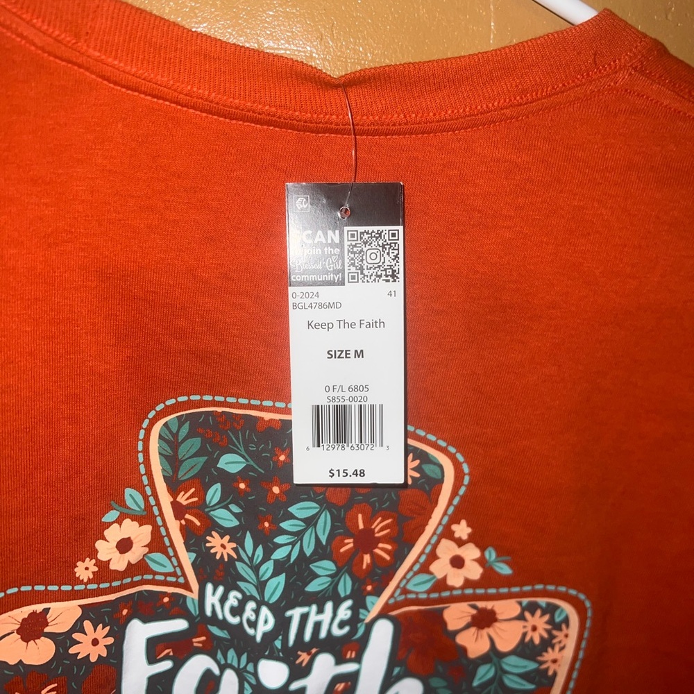 Orange Keep The Faith Long Sleeve Tee